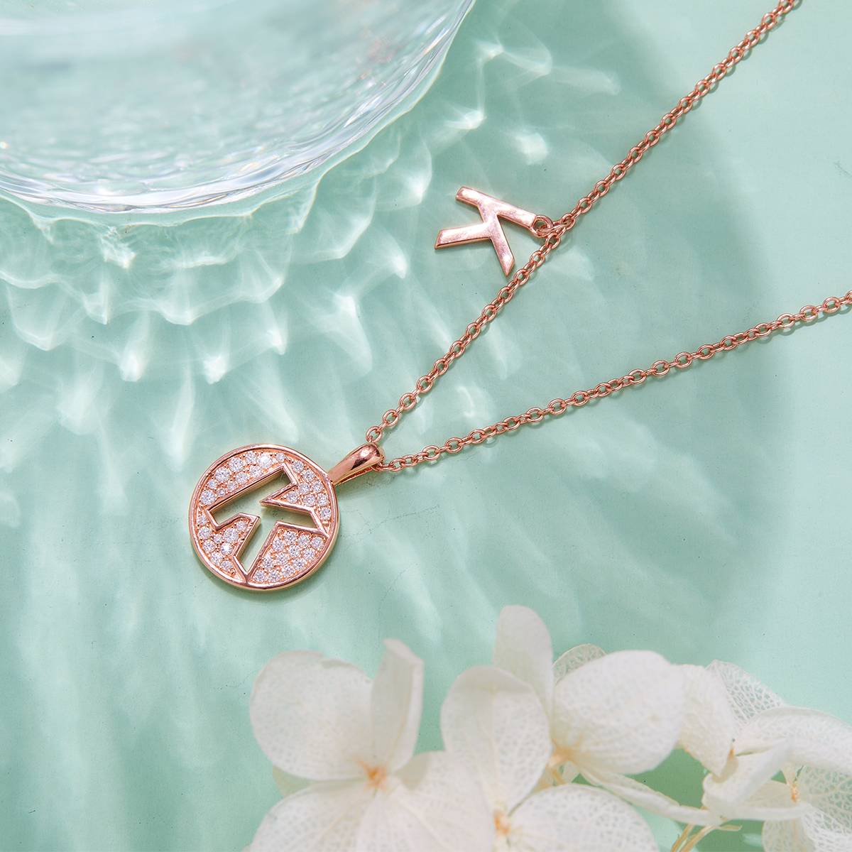 K pendant S925 silver plated rose gold Moissanite light luxury letter necklace